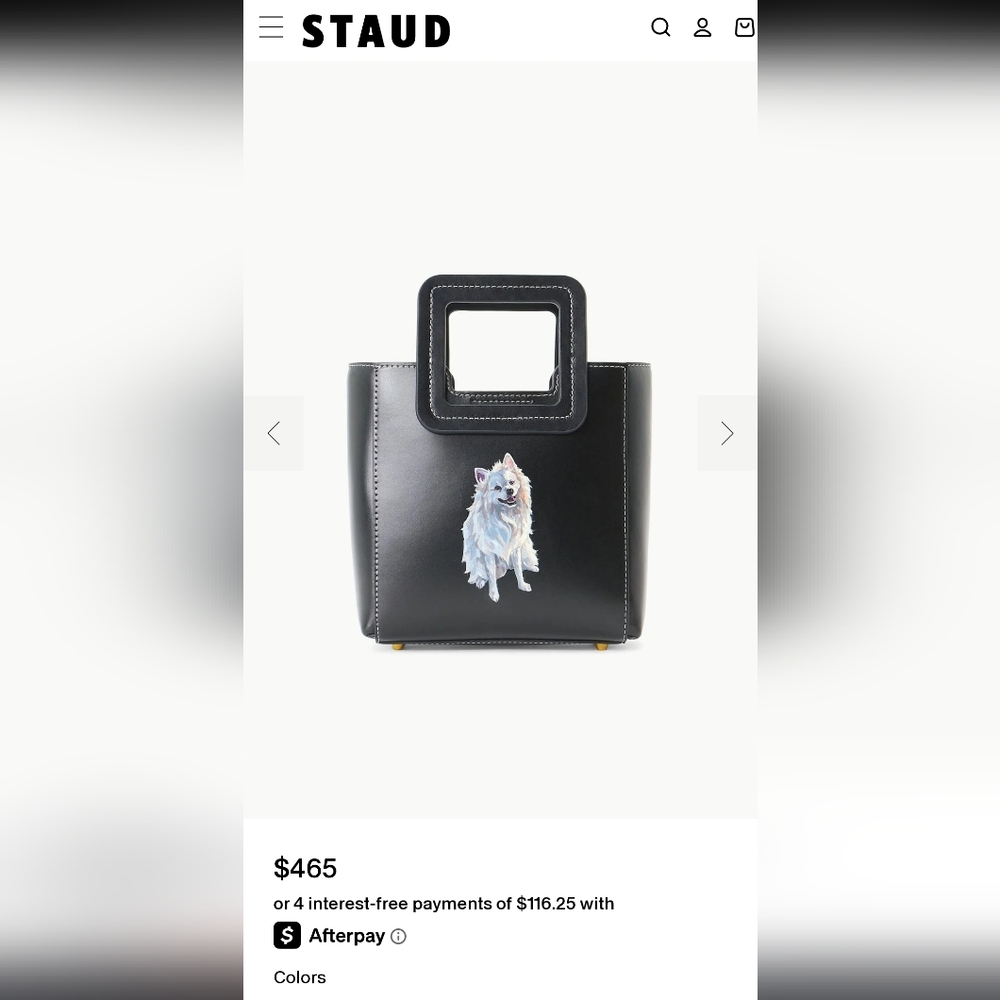 NWT STAUD Cream Mini Shoulder Bag with Black Dog - Picture 12 of 12